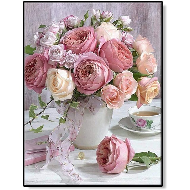 ZHAOCHENG Kits de pintura de diamante 5D para adultos, pintura de diamante de flor de taladro 5D, punto de cruz, arte de resina, imagen de diamante, puntos pegados, pintura DIY para decoración de pare