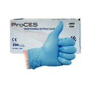 ProCES Disposable Nitrile Gloves - Size Large - Box of 100 - Nitrile - Powder Free - Blue