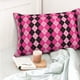 thumbnail image 4 of Fotbe pink and black argyle Funda de Almohada Decorativa Estilo Occidental, Lujo en Algodón, Fundas para Almohadas King, Cojín Estampado para Decoración del Hogar-16"x24", 4 of 6