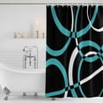 thumbnail image 2 of Polyester Fabric Turquoise Geometric Shower Curtain, Modern Abstract Aesthetic Striped Art Waterproof Bathtub Curtain Bathroom Decor Set with Hooks 36 x 72 Inches, 2 of 6