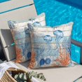 thumbnail image 2 of Throw Pillow Covers, Blue Coastal Jellyfish Decorative Throw Pillow Covers 20x20 Inch, Nautical Sea Beach Starfish Coral Square Linen Pillow Cases for Couch/Living Room/Sofa, 2 of 9