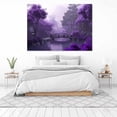 thumbnail image 3 of Mudket Framed,Canvas Wall Art,Ready to Hang, Purple Garden Bridge Pond Floral Canvas Print, Zen Botanical Wall Decor, Relaxing Wall Pictures for Bedroom Living Room Office Decor - 12"L x 8"W, 3 of 10
