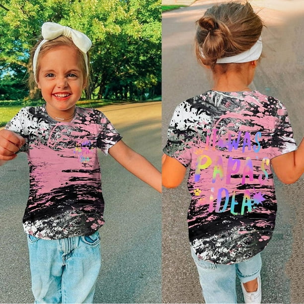 Gibobby Playera Termica Ligera Fue idea de papa Camiseta divertida para ninos pequenos y ninas Camiseta con el ultimo nervio Regalo del dia de las Tie Dye Camiseta de moda Rosa 11 12