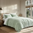 thumbnail image 2 of EVERGRACE Tencel Lyocell Cooling Duvet Cover Set Queen Size 3 Piece, 100% Natural Eucalyptus Lyocell Fiber from Austria, Luxury Silky Soft Comforter Cover with 2 Shams, Sage Tea Green, 92"x88", 2 of 8