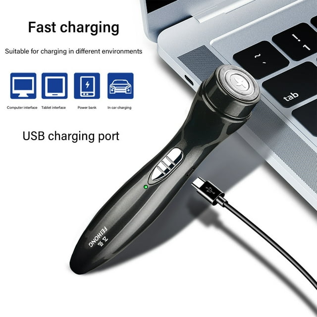 Meitianfacai Rasoir Électrique Portable pour Hommes, Rasoir Électrique Rechargeable Étanche, Rasoirs Rotatifs pour Rasage Humide et à Sec pour la Maison/voyage/voiture, Cadeau de la Fête des Pères