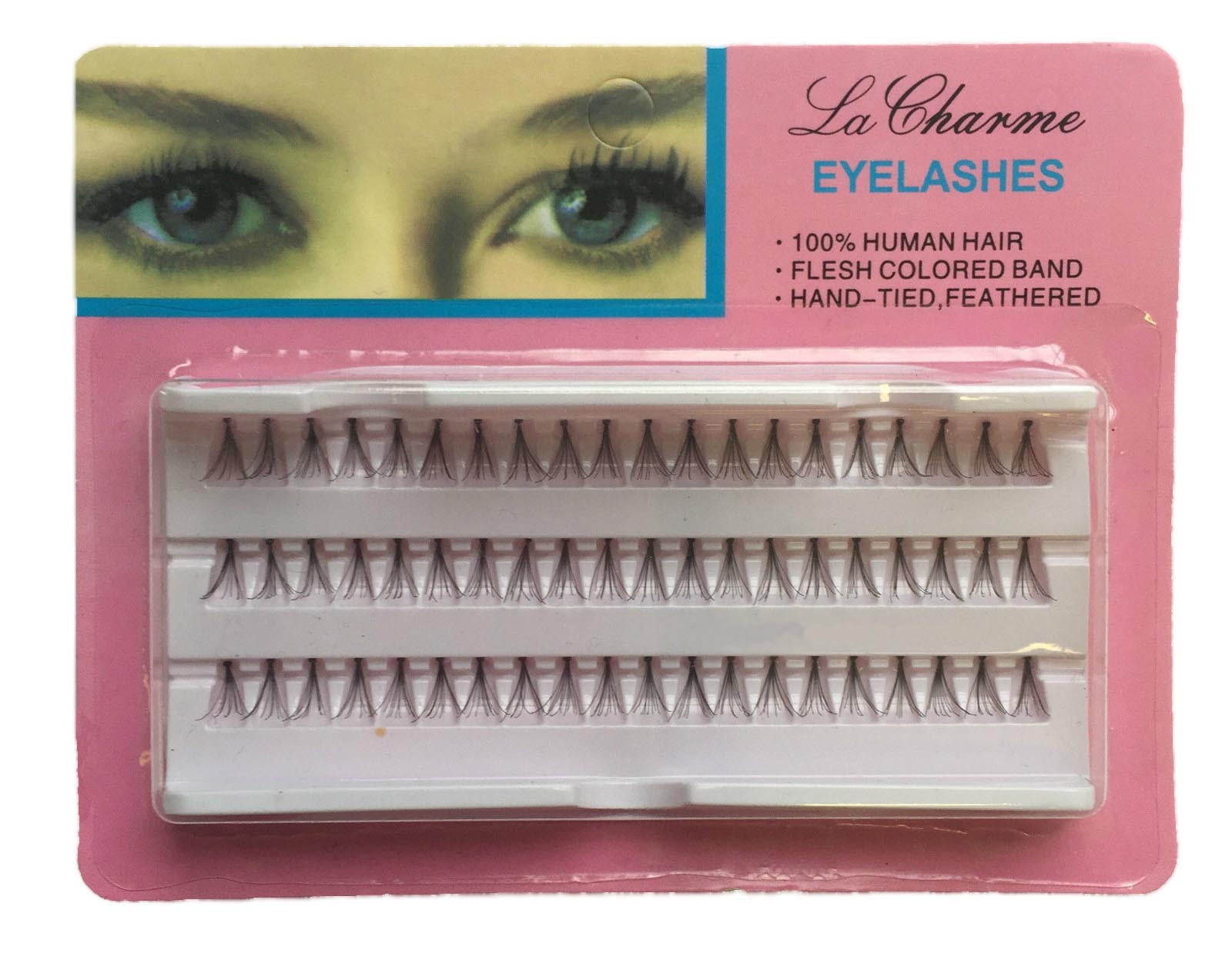 La Charme Beautiful Eyes Black Eyelashes Human Hair Lashes 3 Pack Set -  