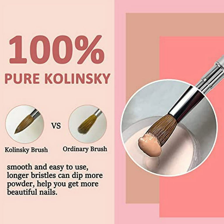 Acrylic Nail Brush - 100% Kolinsky Nail Brushes for Acrylic Application -  Acrylic Powder Brush for Nail Art - Nail Brush Acrylic for Professional