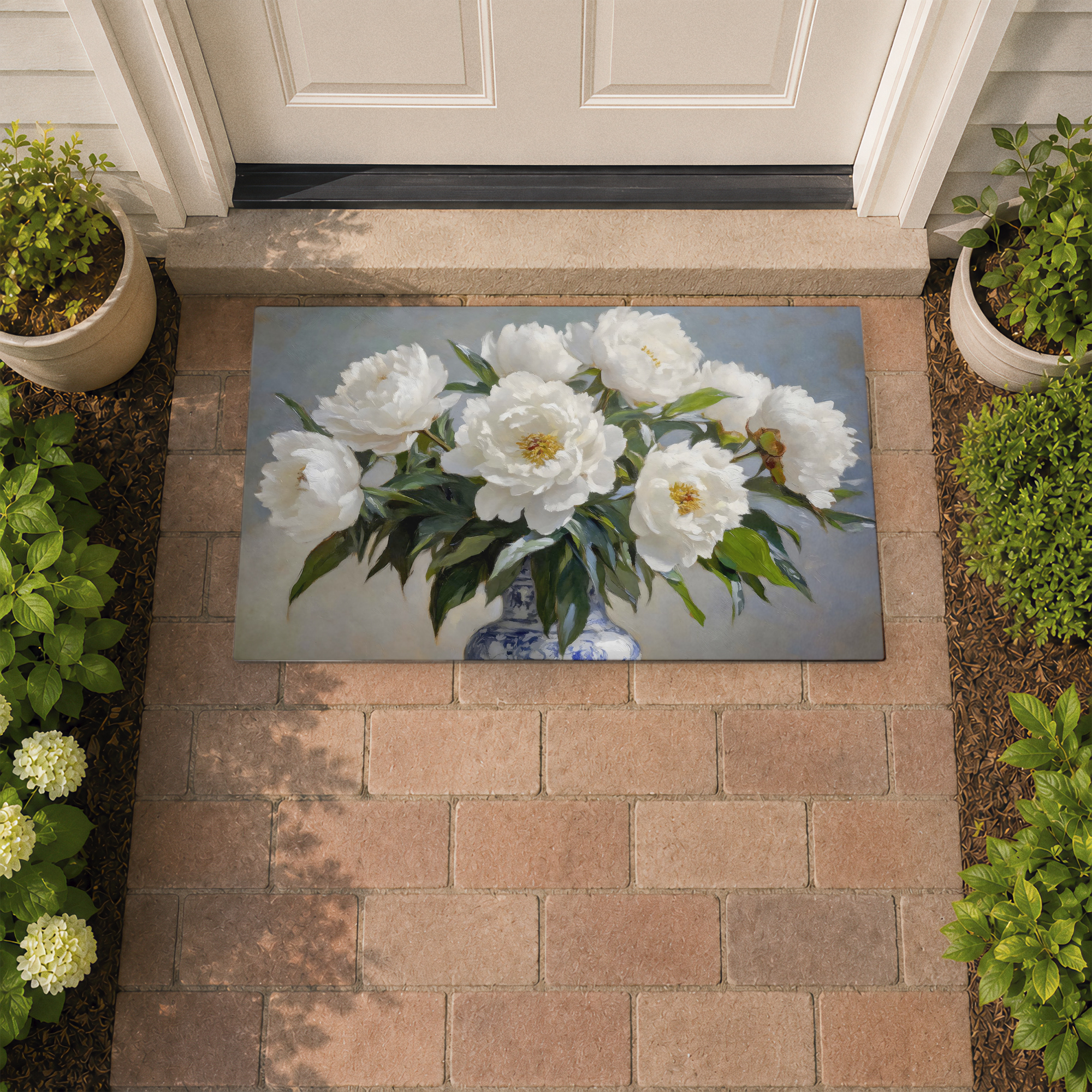 Stupell Industries Peonies In Full Bloom Printed Outdoor Door Floor Mat, design by Petals Prints Design