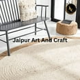 thumbnail image 5 of Jaipur Art And Craft White with Beige Border Handmade Oval Braided Reversible Jute Area Rug Rug Size - (10x13 Sq Feet), (120x156 Inches), (300x390 CM), 5 of 5
