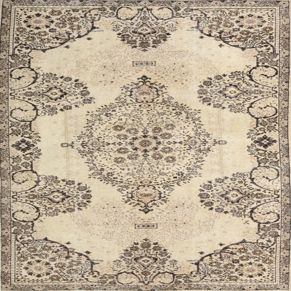 Ahgly Company Indoor Square Traditional Dark Almond Brown Medallion Area Rugs, 3' Square