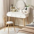 thumbnail image 4 of EONROACOO Makeup Vanity Table with Mirror, Dressing Table Vanity Desk, Adult Teen(White), 4 of 12