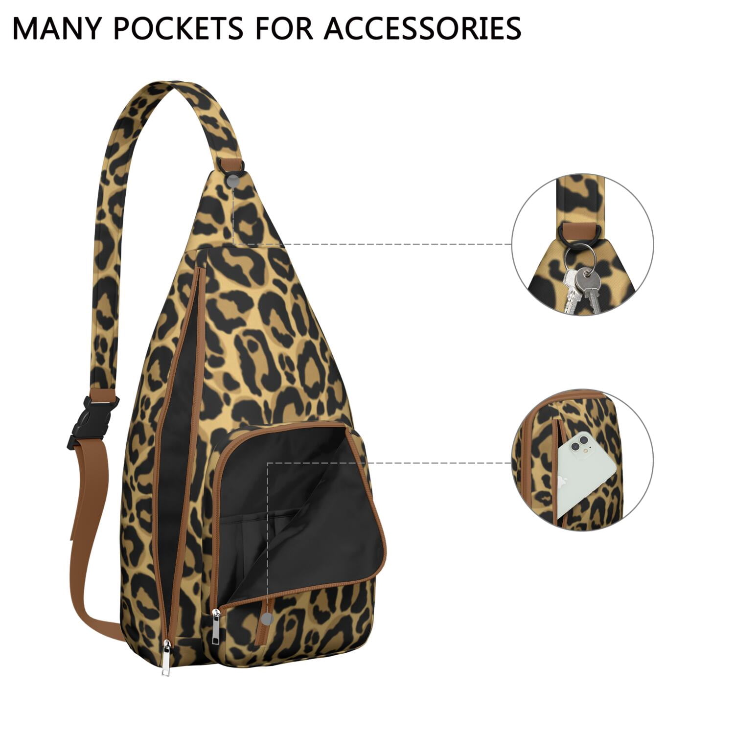Modern Leopard Print Sling Bag - Fashion-Forward Animal Spot Pattern Crossbody Backpack for Women & Men, Water-Resistant Shoulder Bag (Classic Yet Contemporary Design)