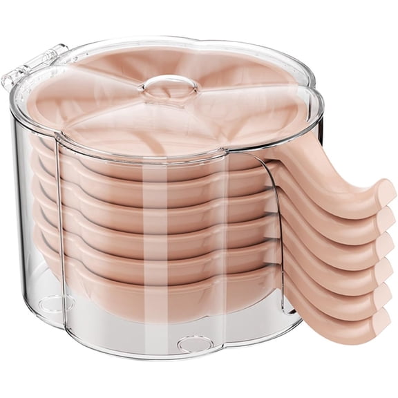 Nibao Dipping Dish Flower Shaped Pink Plastic with Handle, 6 Pieces, 5.12" x 3.74" x 0.98"