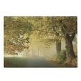 thumbnail image 1 of Woodland Cutting Board, Rural Road in a Misty Autumn Morning Countryside Pathway Scenery Natural, Decorative Tempered Glass Cutting and Serving Board, Large Size, Pale Coffee Green, by Ambesonne, 1 of 1