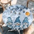 thumbnail image 2 of Christmas Gnomes Round Tablecloth, Fitted Table Cover with Elastic for 55"-60" Round Tables, Winter Xmas Balls Snowflake Light Blue Table Cloth Outdoor Indoor Dinning Party Waterproof Tablecloths, 2 of 7