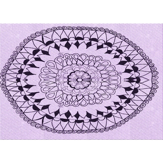 Ahgly Company Indoor Rectangle Patterned Purple Flower Purple Area Rugs, 5' x 7'