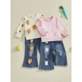 thumbnail image 3 of Loicainy Toddler Kids Little Girls Easter Clothes Set 6 12 18 24 Months 2T 3T 4T 5T 6T 7T Bunny/Carrot Decor Pullover with Denim Bell Bottom 2Pcs Outfit, 3 of 9