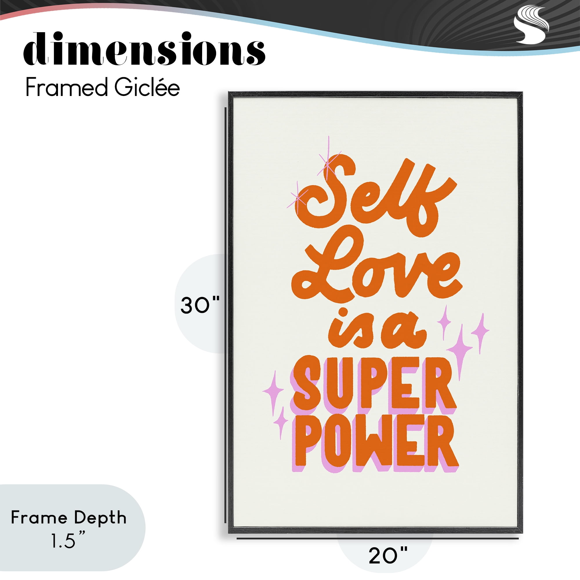Stupell Industries Self Love Is Superpower Black Framed Giclee Art, design by Indira Prieto | IndySign