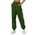 thumbnail image 2 of Green Dress Pants Womens Fashion Sweatpants Comfortable High Waisted Jogging Pants With Pockets Casual Sweatpants Fall Outfits Womens Cargo Pants Size XXXL, 2 of 6