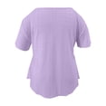 thumbnail image 5 of Odbmxy V-Neck Womens Shirts Summer Short Sleeve Blouses for Women Holiday Loose Fancy Ruffles Purple Solid Color Leisure Tops, 5 of 9
