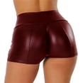 thumbnail image 4 of UHYARE Women's Flexible Club Faux Leather Shorts High Waisted Sexy Disco Short Hot Pants(Red,M), 4 of 5