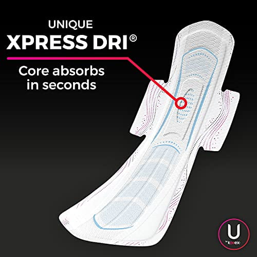 U by Kotex Clean & Secure Overnight Maxi Pads with Wings, Extra