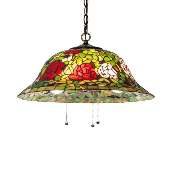 232777 Meyda 20" Wide Tiffany Rosebush Pendant