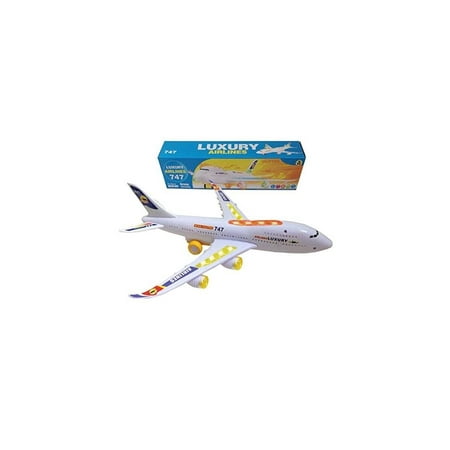 Top Race Bump And Go Action, Boeing 747 Airplane With Lights And Real