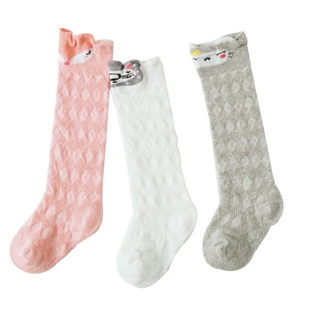 

3 Pair Baby Girl Autumn Knee High Socks Cotton Mesh Socks Newborns Cartoon Animal Baby Boy Socks Leg Warmer 7