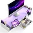 thumbnail image 2 of Desk Dual Monitor Stand Riser With Drawer  Purple, 2 of 7