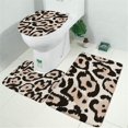 thumbnail image 2 of Beige and Black Leopard Pattern Bathroom Rugs Sets 3 Piece,Toilet Cover Set,Absorbent Non Slip Bathroom Mats Sets with U-Shaped Contour Rug Toilet Rug Set, 2 of 5
