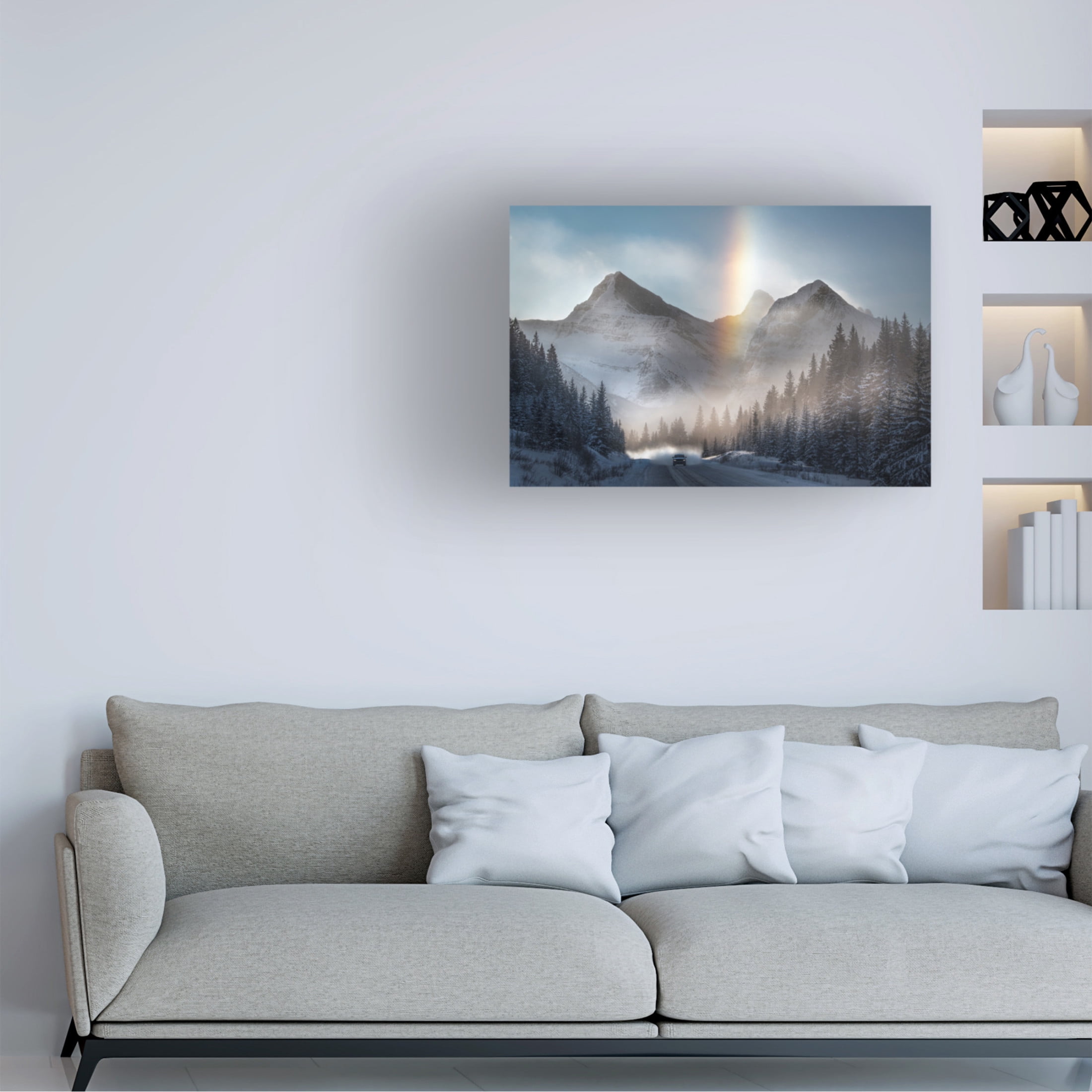 Canvas Wall Art - James S. Chia 'Riding Under Frozen Rainbow' Wall Art for Living Room, Bedroom, or Office Décor by Trademark Fine Art - 19 x 12 Inches
