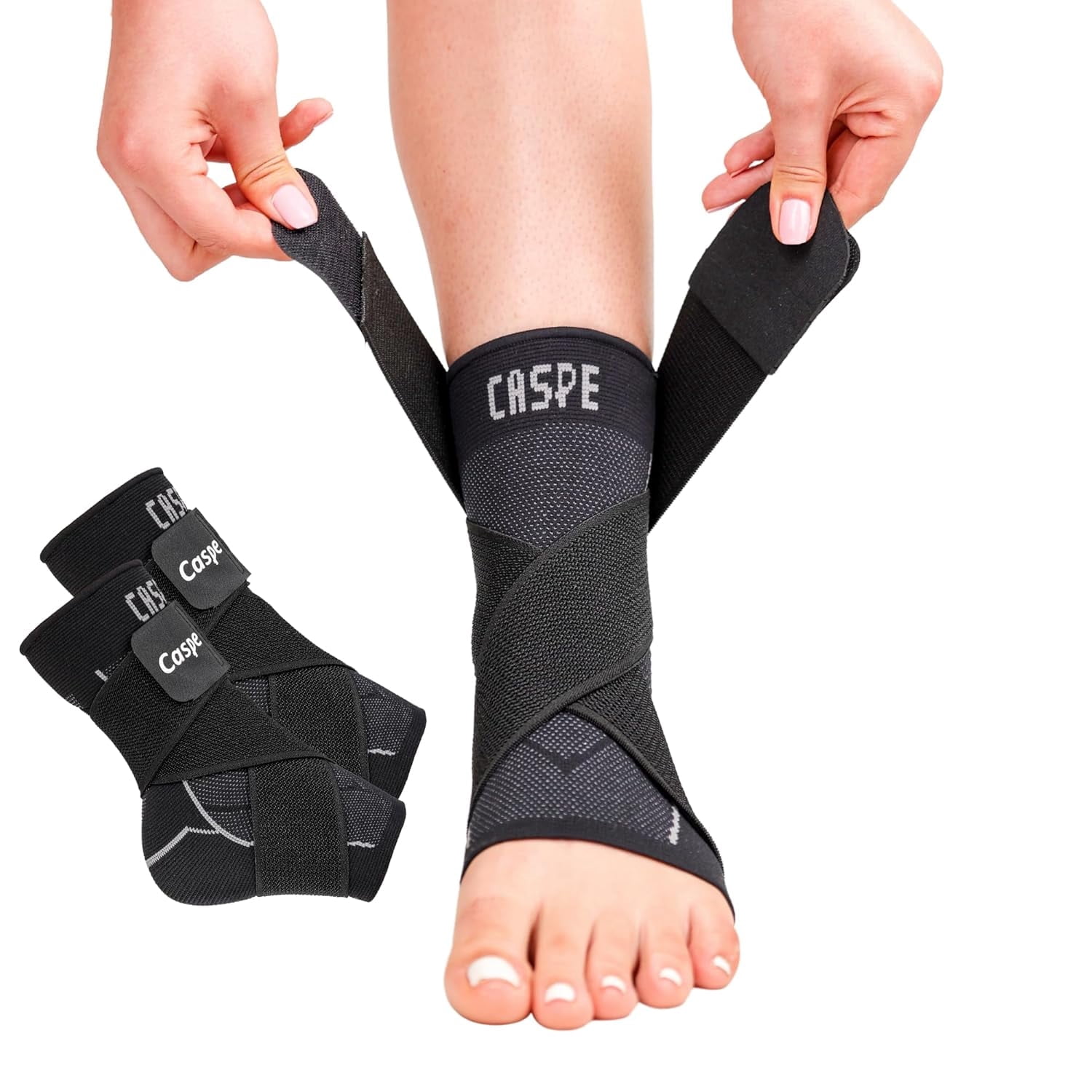 Caspe 2 Pack Breathable Ankle Brace with Adjustable X-Strap – 3D Knit Compression Support for Men & Women, Workout, Sports & Daily Use