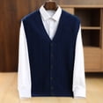 thumbnail image 3 of Men Wool Waistcoat Sleeveless Sweater V-neck Cardigans Twist Flower Cashmere 100% Merino Wool Knitted Vintage Vest Autumn Winter, 3 of 5