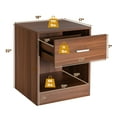 thumbnail image 3 of Costway Table de Chevet avec Tiroir Armoire de Rangement Moderne Table d'Appoint Marron, 3 of 9