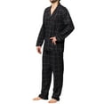 thumbnail image 2 of Hanes Men's Pajamas Cotton X-Temp Long Sleeve Shirt & Pants Knit Pjs Lounge Set - Black Grid (X-Large), 2 of 7