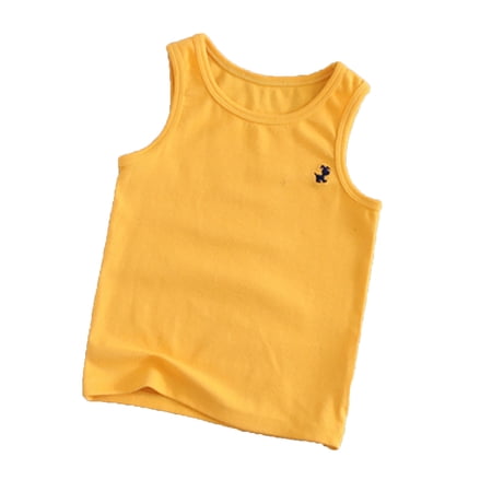 Ruiwill Toddler Boys Vest Soft Solid Color Vest Sleeveless Crew Neck Summer School Casual Boy Tops Size 1-2 Years Yellow