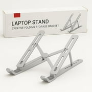 VerdeVida Laptop Stand, Portable Laptop Holder Computer Stand for Desk, Metal Foldable Laptop Riser with 6 Levels Height Adjustment, Compatible with MacBook, HP, Lenovo, Dell, Silver