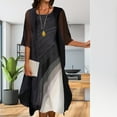 thumbnail image 4 of 2 Pcs/Set Women Coat Dress Set Contrast Color Thin See-through Mesh Pleated Gradient Shawl Dress Set Banquet Clothes, 4 of 13