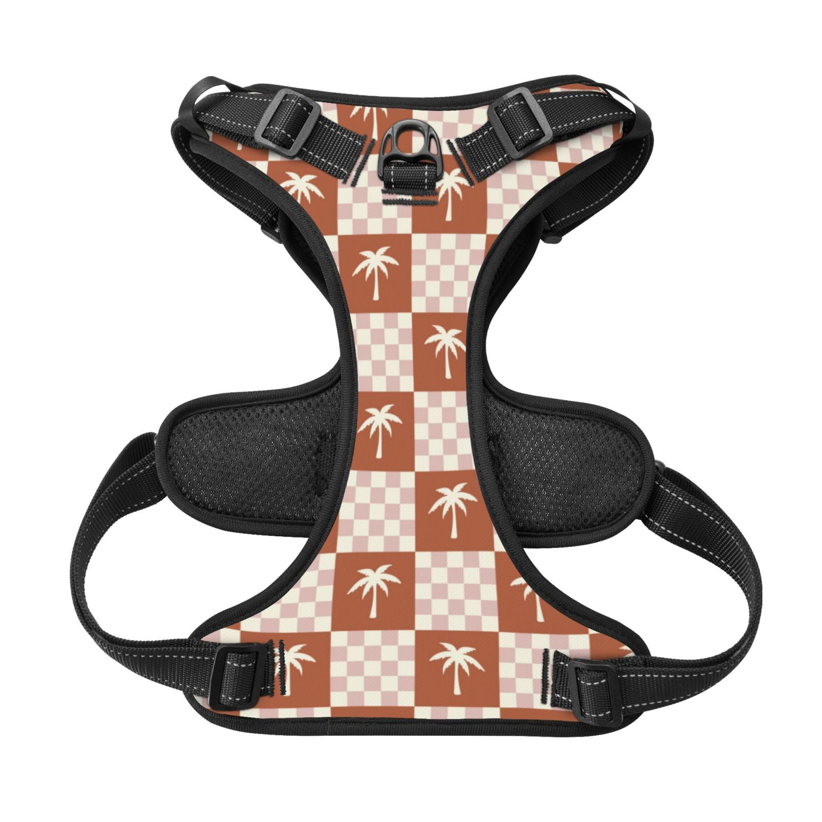 Kdxio Brown Palms Print No Pull Dog Harness Adjustable Reflective Oxford Easy Control Medium Large Dog Harness for Training and Everyday-Small