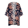 thumbnail image 4 of SDJMa Women's Lightweight Open-Front Cardigan Sweater Women's Floral Print Puff Sleeve Kimono Cardigan Loose Chiffon Cover Up Casual Blouse Tops, 4 of 5