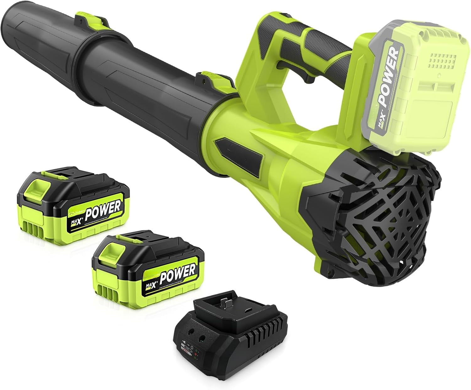 TH SIXCRAFTSMEN 21V Cordless Leaf Blower - 2 Batteries & Fast Charger, 6-Speeds with Extension Tube for Patio