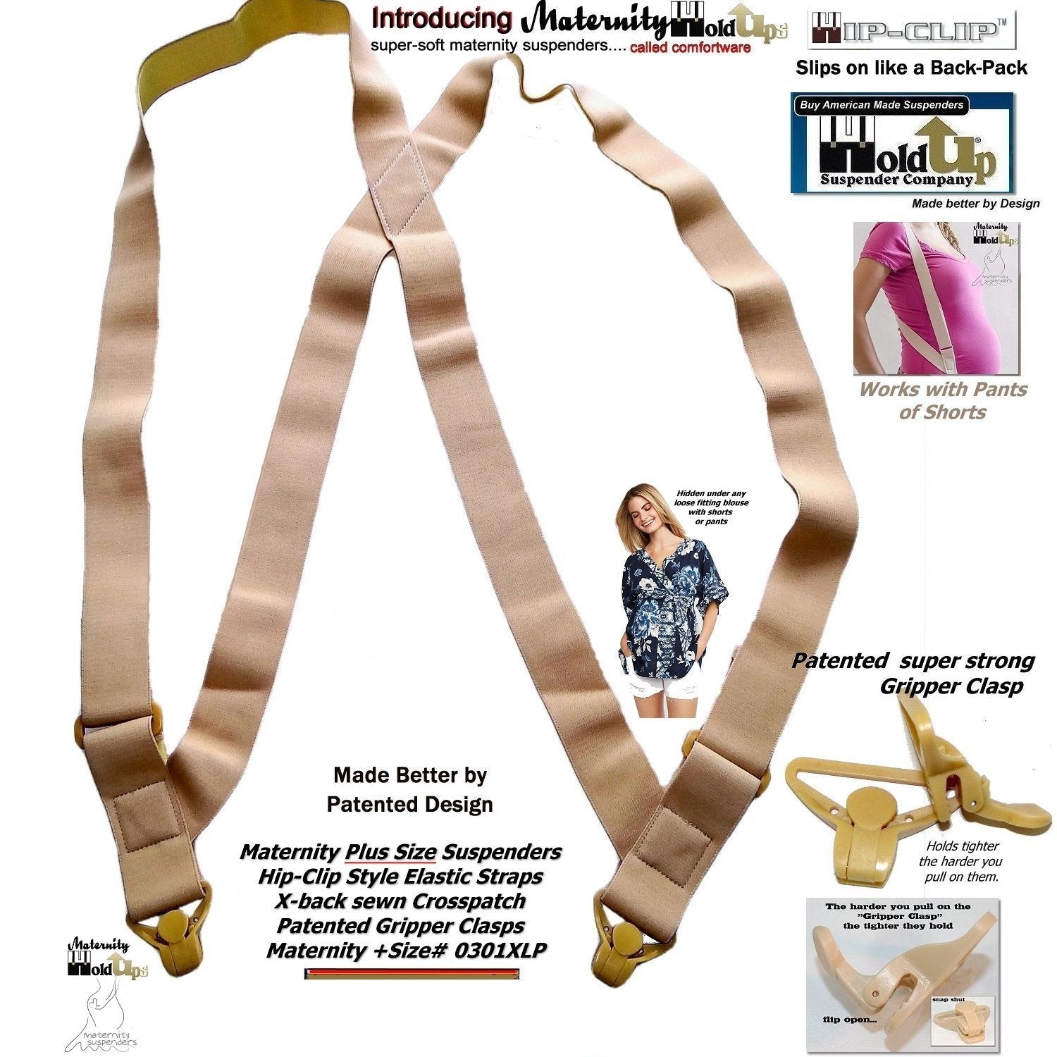 Maternity Hidden side clip Suspenders 