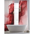thumbnail image 6 of Red Marble Semi Sheer Window Curtains 84 Inches Long, Modern Ombre Abstract Ink Painting Art Rod Pocket Voile Silky Chiffon Curtain Light Filtering Drapes for Living Room, Kitchen, 52"x84", 2 Panels, 6 of 9