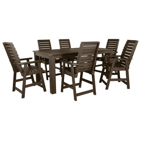 Highwood 7-pc Weatherly Dining Set - 42" x 84" Rectangle Table, Counter Height, Outdoor, Eco-friendly, Synthetic Wood
