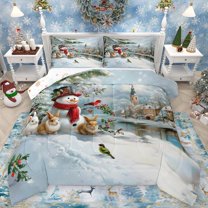 Castle Fairy Snowman Castle Christmas Comforter Set (Queen), 3-Piece