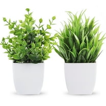 2 Pack Small Fake Plants Mini Artificial Potted Plants  for  Home Desk Bathroom Shelves Kitchen Table Farmhouse Office Decor