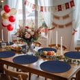 thumbnail image 5 of Navy Blue White Geometric Round 13 Inch Placemats Set of 6, Modern Herringbone Abstract Art HeatResistant Non Slip Place Mats for Dining Table, Wipeable Braided Kitchen Table Mats for Housewarming, 5 of 9
