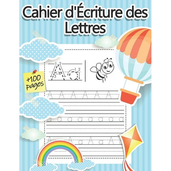 Cahier d'Écriture des Lettres: 102 Pages d'écriture cursive pour apprendre à écrire les lettres minuscules et majuscules de l'alphabet aux enfants âgés de 3 à 5 ans. Idéal pour la grande section de Ma