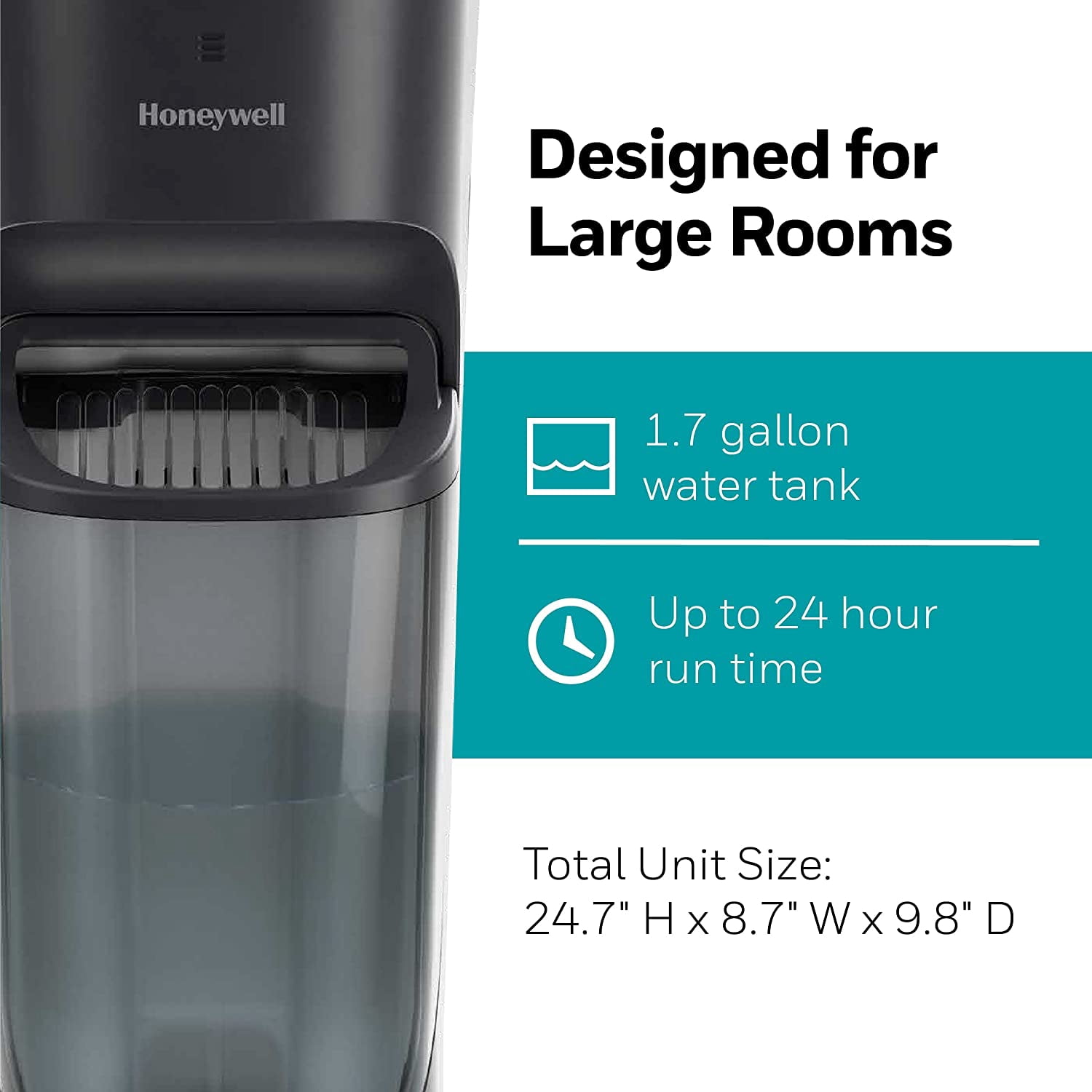 Top Fill Tower Humidifier, Digital Humidistat, Black – Cool Mist Humidifiers for Bedroom, Home or Office with Space-Saving Design